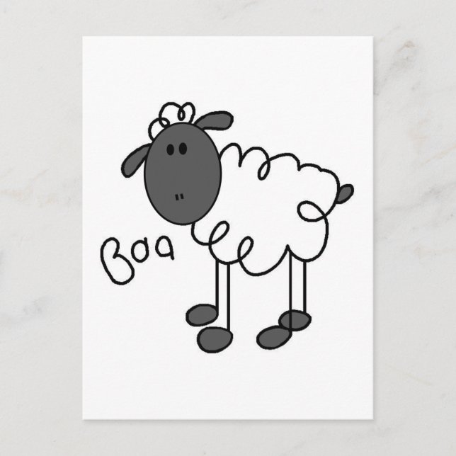 Stick figur Sheep Tshirts och Gifts Vykort (Framsida)