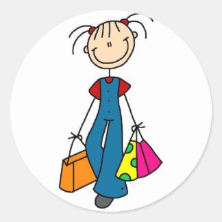 Stick figur Shopping Sticker Runt Klistermärke