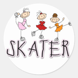 Stick figur Skater Tshirts och presenter Runt Klistermärke