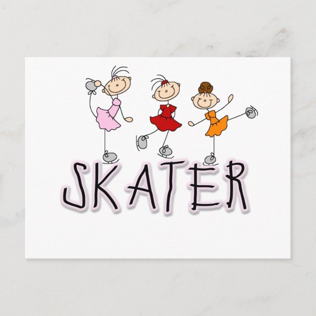 Stick figur Skater Tshirts och presenter Vykort (Framsida)