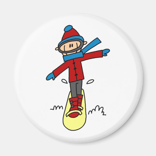 Stick figur Snowboarding Magnet (Framsidan)
