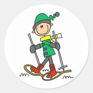 Stick figur Snowshoeing Runt Klistermärke