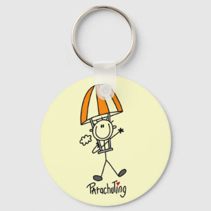 Stick figur som hoppa fallskärm T-tröja och gåv Nyckelring