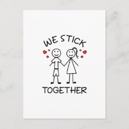 Stick figur Stickman Par Valentines day Kärlek Vykort