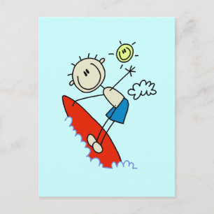 stick figur Surfer Boy Tshirts och Gifts Vykort