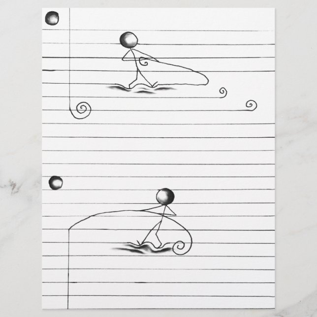 Stick figur Tecknad Teckning på Led Papper (Framsida)