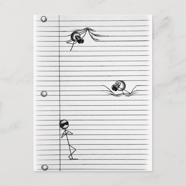 Stick figur Teckning i Spanien och Spanien på Linj Vykort (Framsida)