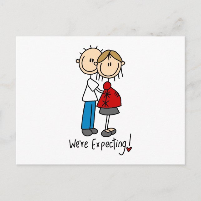 Stick figur väntar vi oss meddelande vykort (Framsida)