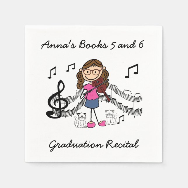 Stick figur Violin Player Pappra Napkins Pappersservett (Framsidan)