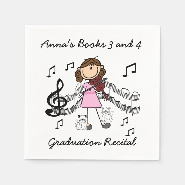 Stick figur Violin Player Pappra Napkins Pappersservett (Framsidan)