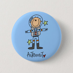 Stick figurastronautT-tröja och gåvor Knapp