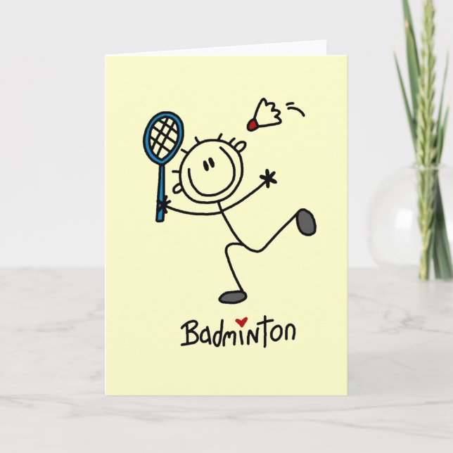 Stick figurBadmintonT-tröja och gåvor Kort (Framsida)