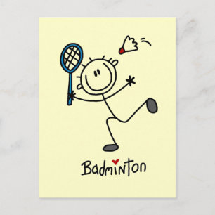 Stick figurBadmintonT-tröja och gåvor Vykort