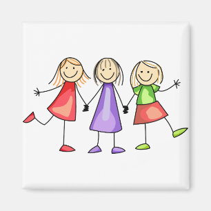 Stick figurbarn magnet