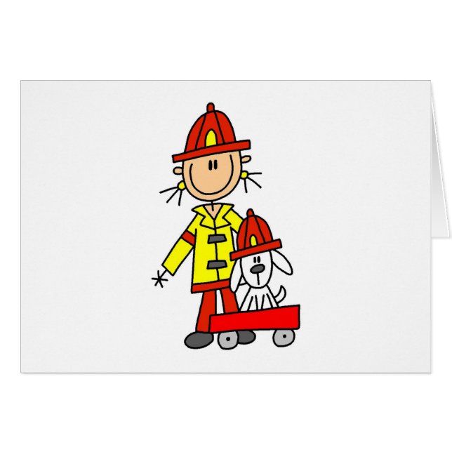 Stick figurbrandman med Dalmation kort (Framsidan Horizontal)