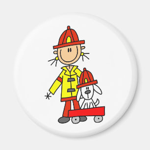 Stick figurbrandman med den Dalmation magneten Magnet