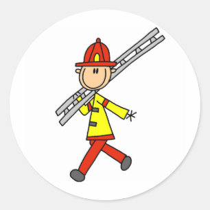 Stick figurbrandman med stegeklistermärkear runt klistermärke