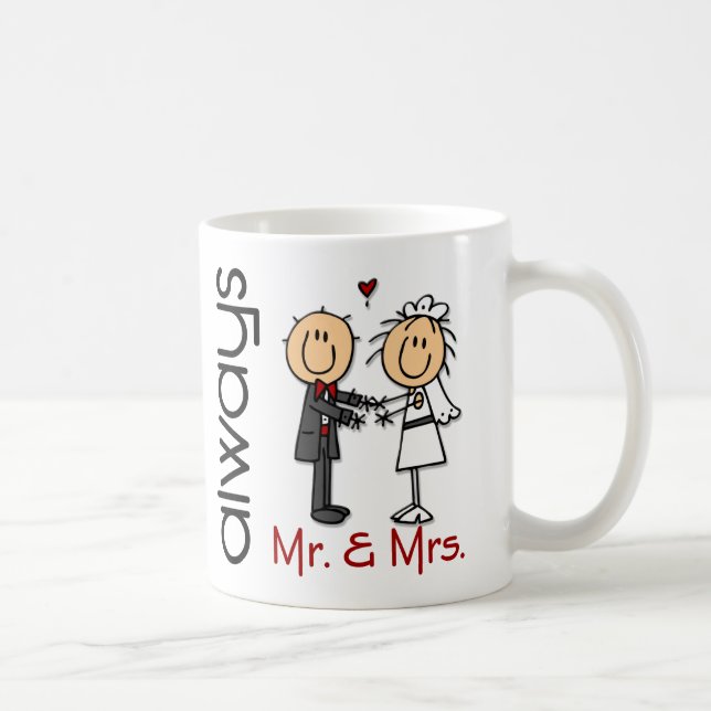 Stick figurbröllop kopplar ihop Herr & Fru Alltid Kaffemugg (Höger)