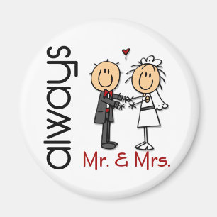 Stick figurbröllop kopplar ihop Herr & Fru Alltid Magnet