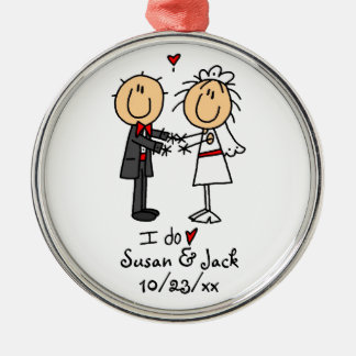 Stick figurbrud & brudgumpersonlig julgransprydnad metall