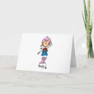 Stick figurCowgirl i rosa hatt-/kängakort Kort