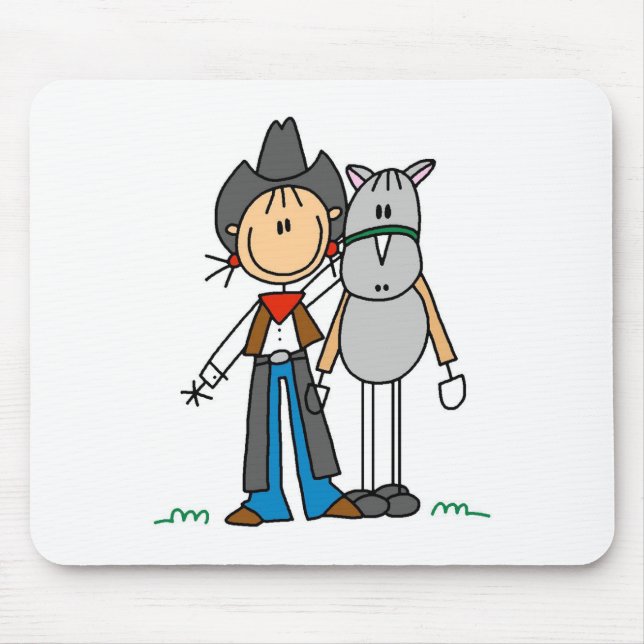 Stick figurCowgirl med hästen Mousepad Musmatta (Framsidan)