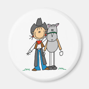 Stick figurCowgirl med hästmagneten Magnet