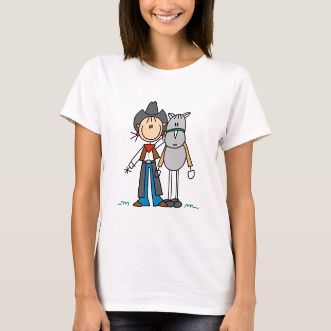 Stick figurCowgirl med hästTshirts T Shirt (Framsida)
