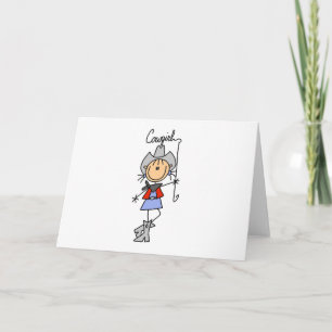 Stick figurCowgirl med Lassokortet Kort