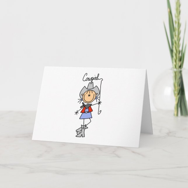 Stick figurCowgirl med Lassokortet Kort (Framsida)