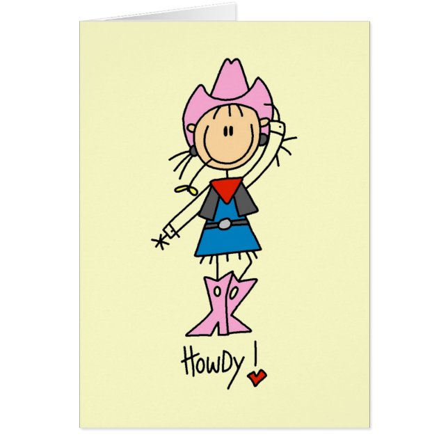 Stick figurCowgirlT-tröja och gåvor Hälsningskort (Framsidan)