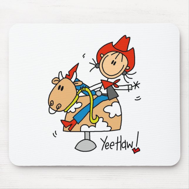 Stick figurCowgirlYee Haw Mousepad Musmatta (Framsidan)