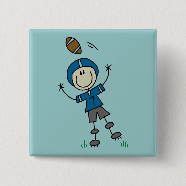 Stick Figure Football Blå Knapp (Framsida)