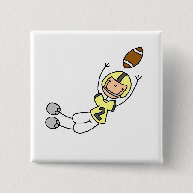 Stick Figure Fotboll Gul Knapp (Framsida)
