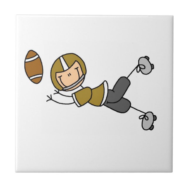Stick Figure Fotboll Guld Kakelplatta (Framsidan)