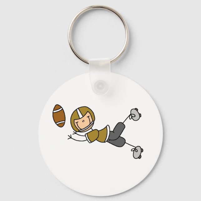 Stick Figure Fotboll Guld Nyckelring (Framsida)