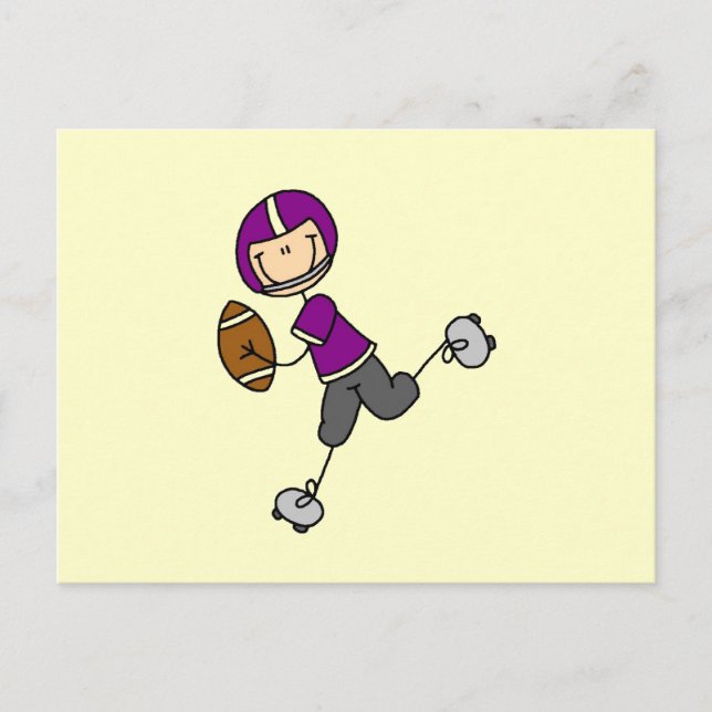 Stick Figure Fotboll Lila Vykort (Framsida)