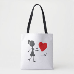 Stick Figure Girl Catching Heart Graphic Tee Tygkasse