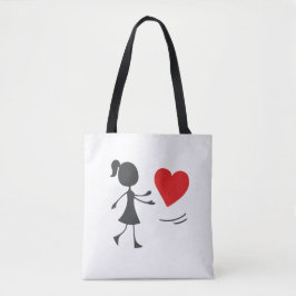 Stick Figure Girl Catching Heart Graphic Tee Tygkasse