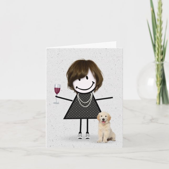Stick Figure Girl Note Card Kort (Framsida)