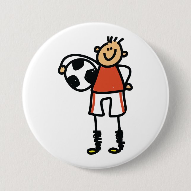 Stick Figure Soccer Boy Football Player Knapp (Framsida)