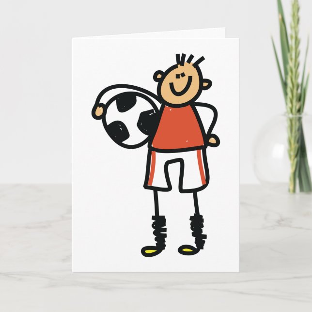 Stick Figure Soccer Boy Football Player Kort (Framsida)