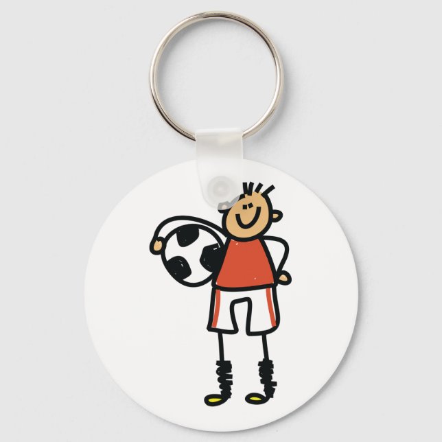 Stick Figure Soccer Boy Football Player Nyckelring (Framsida)