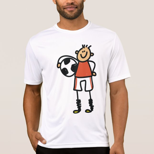 Stick Figure Soccer Boy Football Player T Shirt (Framsida)