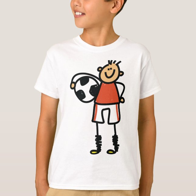 Stick Figure Soccer Boy Football Player T Shirt (Framsida)