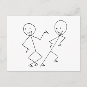 stick figurer Dancing Vykort