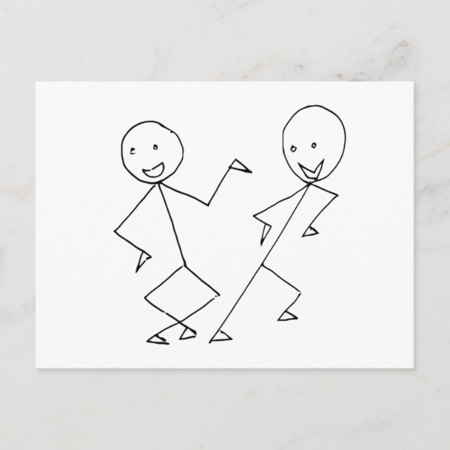 stick figurer Dancing Vykort (Framsida)