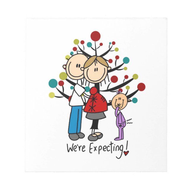 Stick figurer Expectant Parents Girl Anteckningsblock (Framsida)