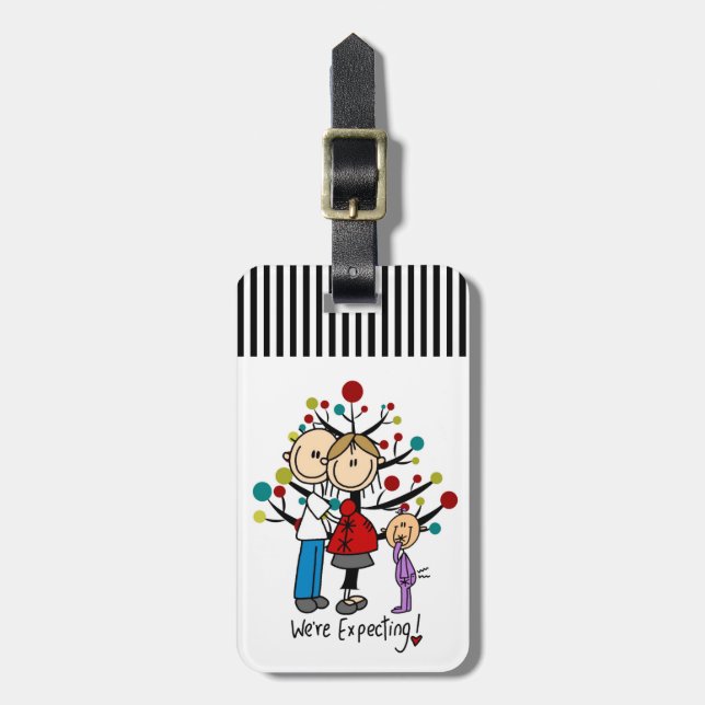 Stick figurer Expectant Parents Girl Bagagebricka (Vertikal Framsida)