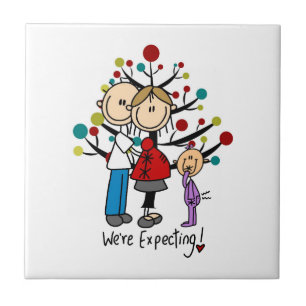 Stick figurer Expectant Parents Girl Kakelplatta